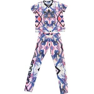 Adidas Originals x FARM Florera Optic Bloom Set Womens M Bird Print Leggings Tee